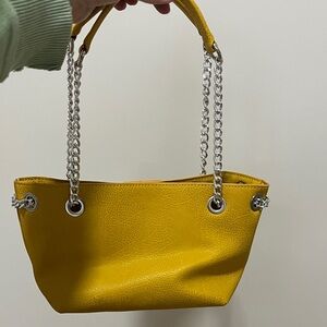 RW & Co Mustard Leather Chain Strap Handbag